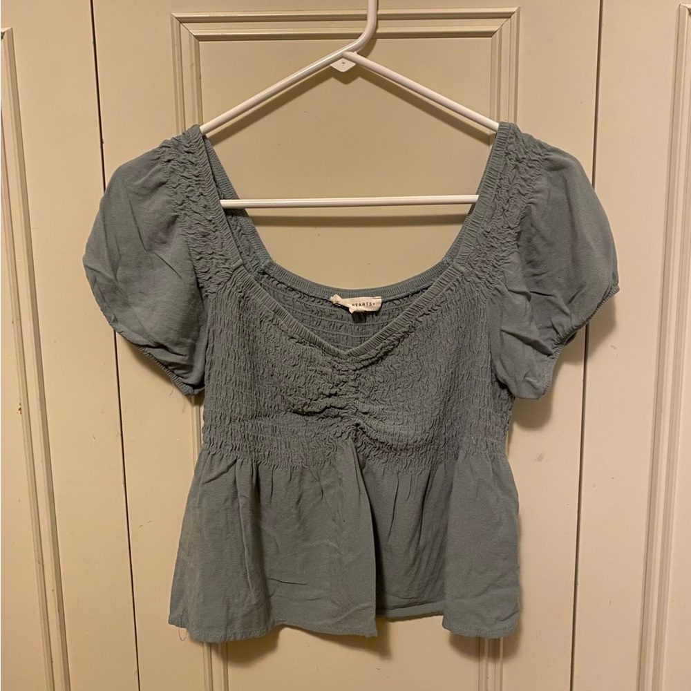 LA Hearts sage green crop top
